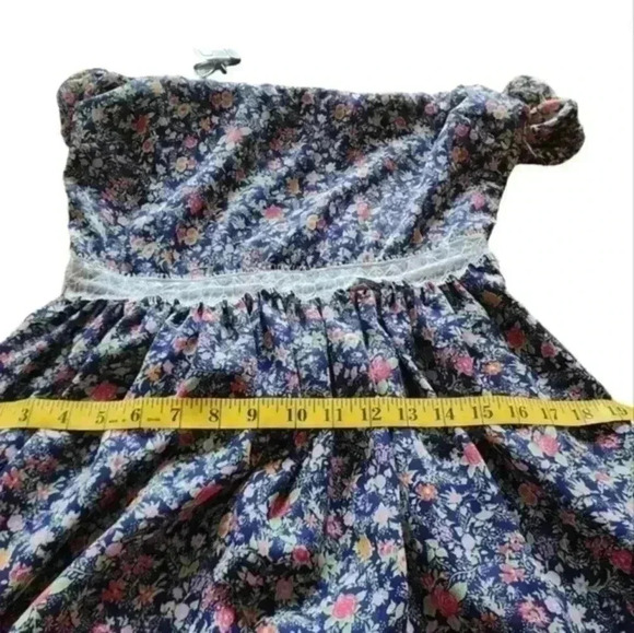 BG BCBGeneration Dress Mini Navy  Floral Print Lace Cap Sleeves Women's size 6 - Picture 14 of 15